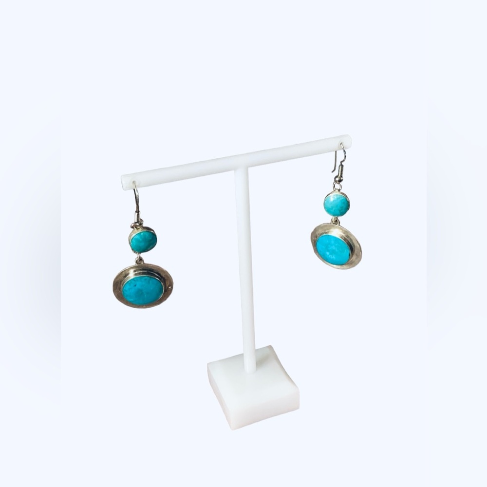 COPY🎉Host Pick🎉 Vintage Boho 925 Sterling Silver Natural Turquoise Earrings